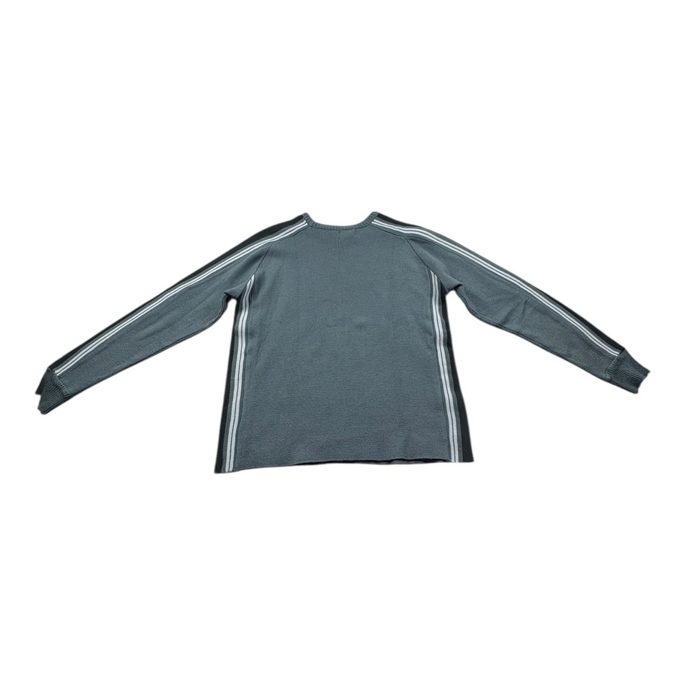 Vintage KP Korea Knit Sweater Green Gray‎ Striped Long Sleeve Size L - Picture 2 of 7